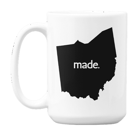 

Ohio Made & OH USA State Map Outline US Citizen Coffee & Tea Mug Cup (15oz)