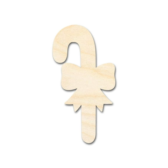 Unfinished Wood Bow Candy Cane Shape 4" / 1/2"
