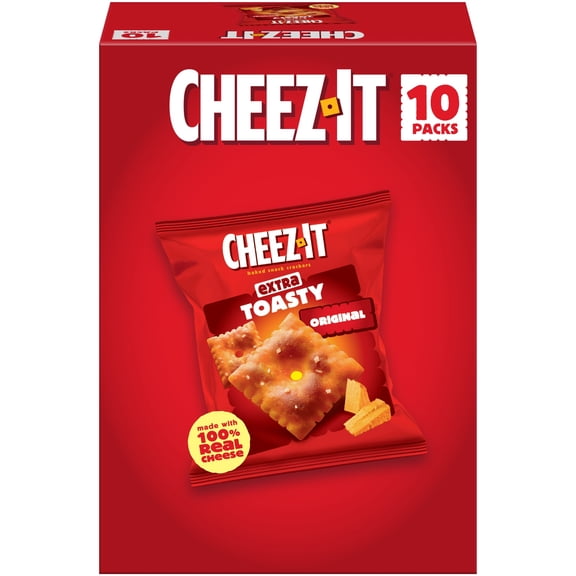 Cheez-It Extra Toasty Baked Snack Crackers, Lunch Snacks, 10 Count