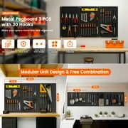 Pegboard,ENJOYWOOD 48x24 inch Metal Pegboard Panels White 30 Pcs Hook,Tool Board for Wall Organizer, Garage Tool Storage,Office Organization,Kitchen