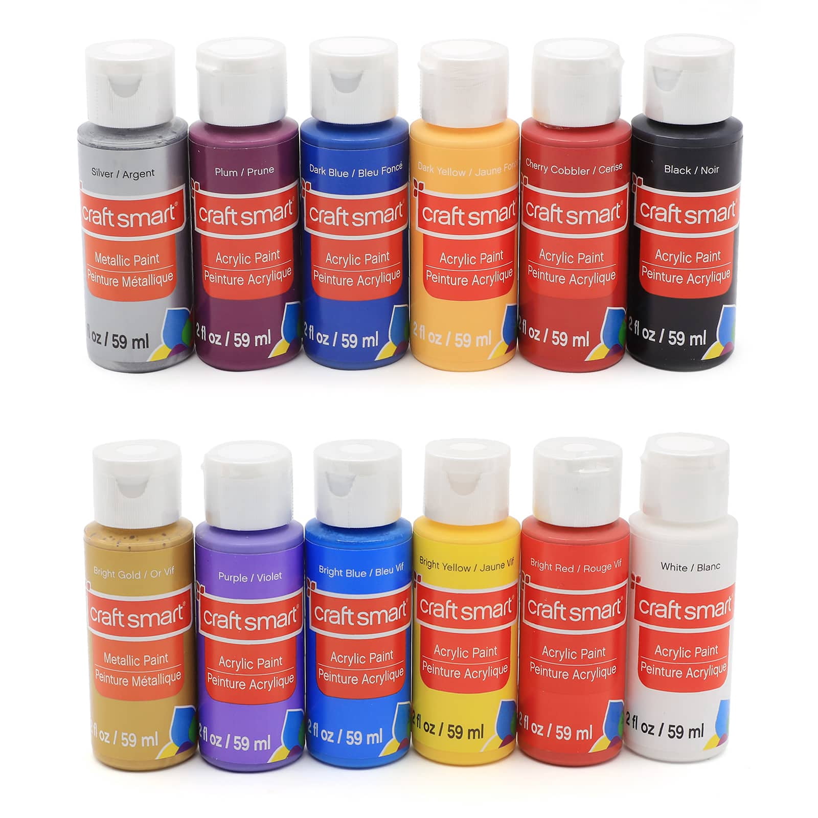 Craft Smart Acrylic Paint Set, Super Value Assorted Finishes, Multicolor, 2 fl. oz., 48-Pack