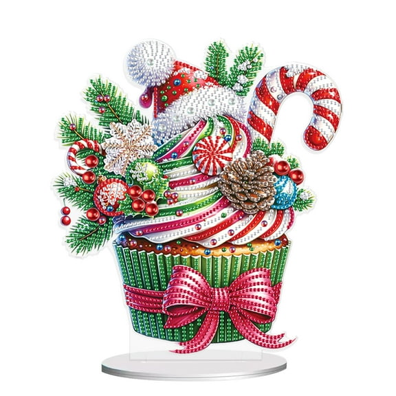 Tabletop Diamond Art Painting Kit, Christmas Cake DIY Tabletop Ornament Decoration, Acrylic Special Shape Diamond Art for Home Decor Ornaments and Gifts