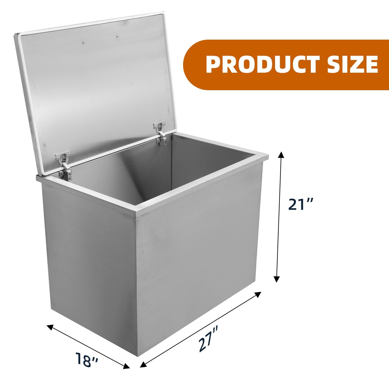 Drop in Ice Chest,304 Stainless Steel Drop in Cooler with Hinged Cover,Largh Capacity Outdoor Kitchen Ice Bar with Drain-pipe and Drain Plug Drop in for Cold Wine Beer