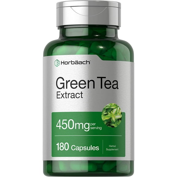 Green Tea Extract Capsules 450mg | 180 Count for Men and Women | by Horbaach