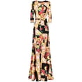 thumbnail image 2 of Bon Rosy, Women's, 3/4 Sleeve V-Neck Printed Maxi Faux Wrap Dress, Black, S, 2 of 3