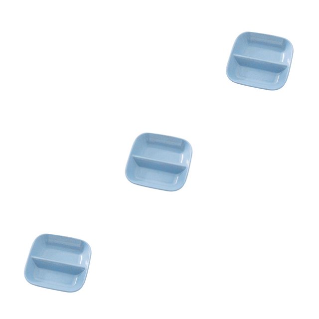Shengyu Straw Square Divided Seasoning Dishes Table Sauce Container Kitchen Snack Plate blue 3Set