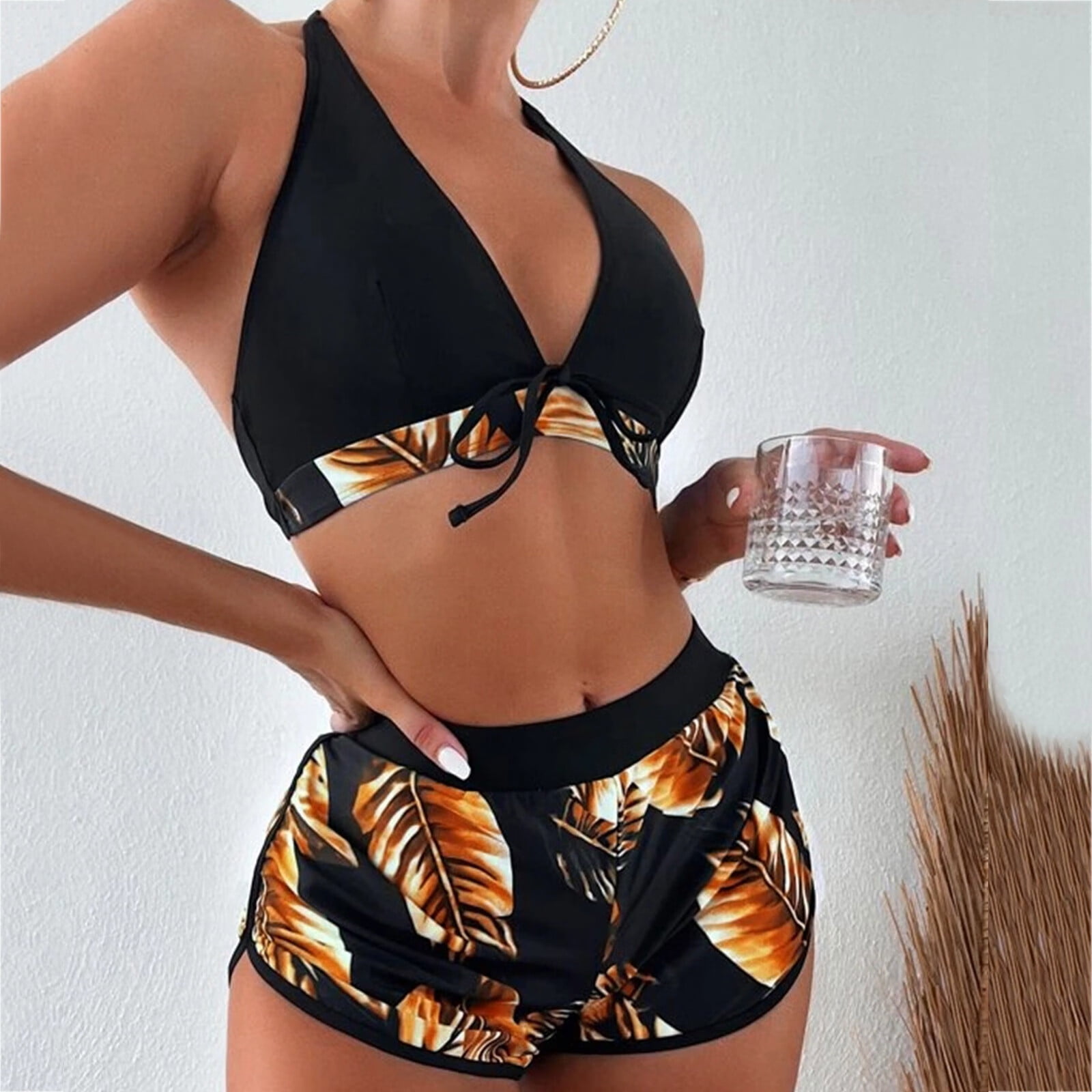 Sehao Women's Maternity Pregnancy Floral Print Two Piece Swimsuits Top  Shorts Swimwear Set Summer Gift