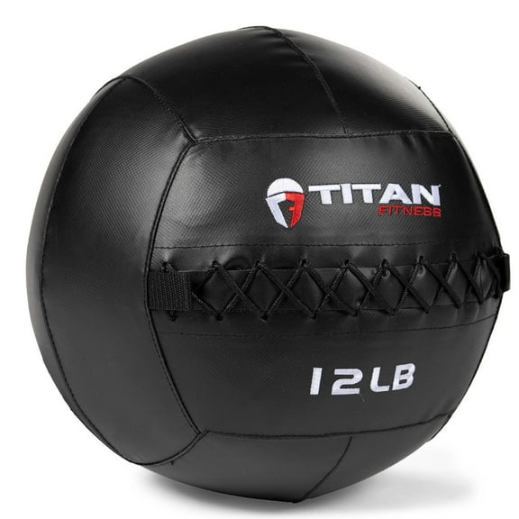Titan Fitness 12 LB Soft Shell Medicine Wall Ball with Poly-Composite Laminate Cross Texture Non-Slip Grip for Throwing, Core Strength, Floor Exercises, Stretching