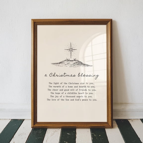 WestConfe Christmas Blessing Wall Art Print – “The Light of the Christmas Star to You” Christmas Poem, Catholic Gift, Celtic Christmas Décor