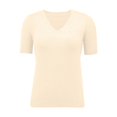 thumbnail image 4 of WTOBBY Women's Sweater T-Shirt Short Sleeve Knitted Pullover V-Neck Lightweight Casual Solid Color Top Elegant for Spring and Summer Comfort Breathable Fabric Everyday Style,Beige L, 4 of 5