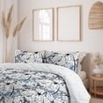thumbnail image 2 of Ambesonne Jungle Boho Down Alternative Quilt Comforter, Monochrome Flowers Art, King, White Charcoal Grey Grey, 2 of 5