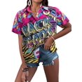 thumbnail image 5 of VILOVE Retro Theme Party Disco Shirt 80s 90s Outfits for Women 80s Hawaiian Shirt Neon Button Down Short Sleeve Blouse, 5 of 8