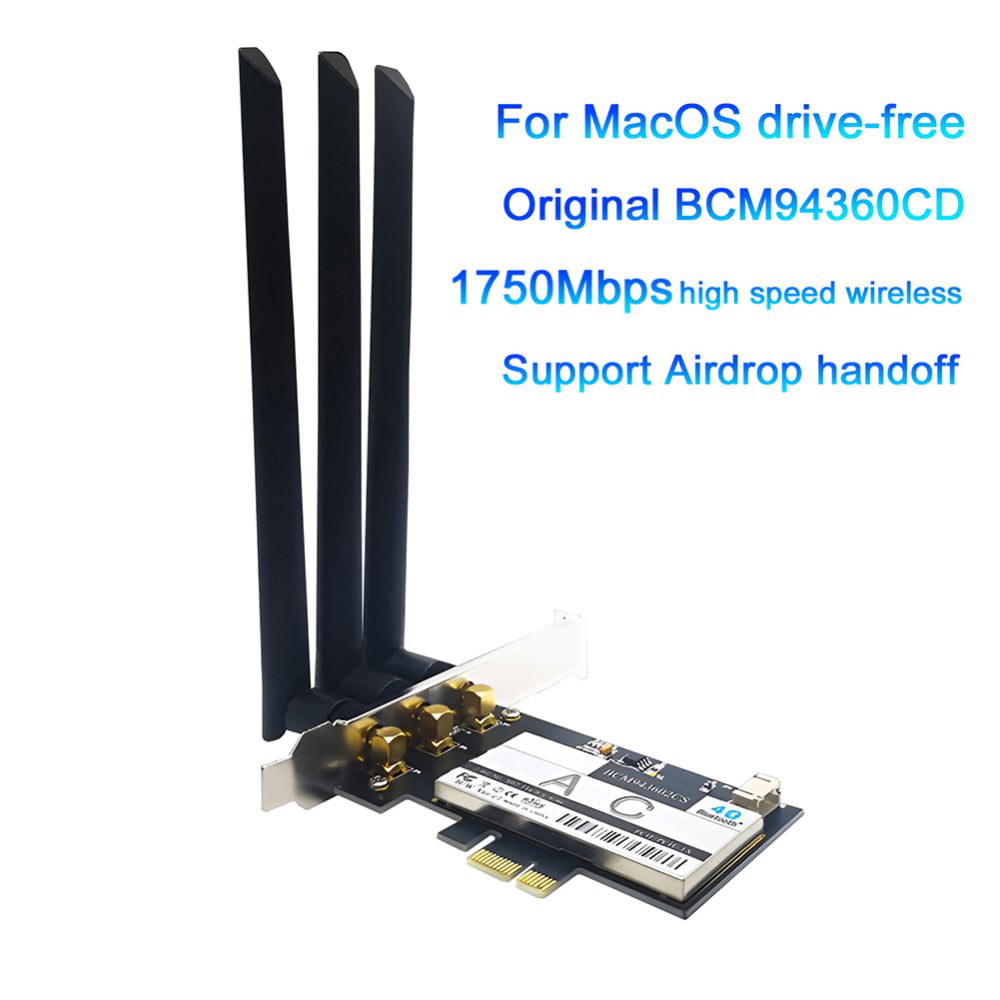PCI-E WiFi Adapter Continuity Handoff BCM94360 WiFi Card for macOS Windows  10 Hackintosh BigSur Catalina Monterey BT4.0 1750Mbps Dual Band 802.11ac 