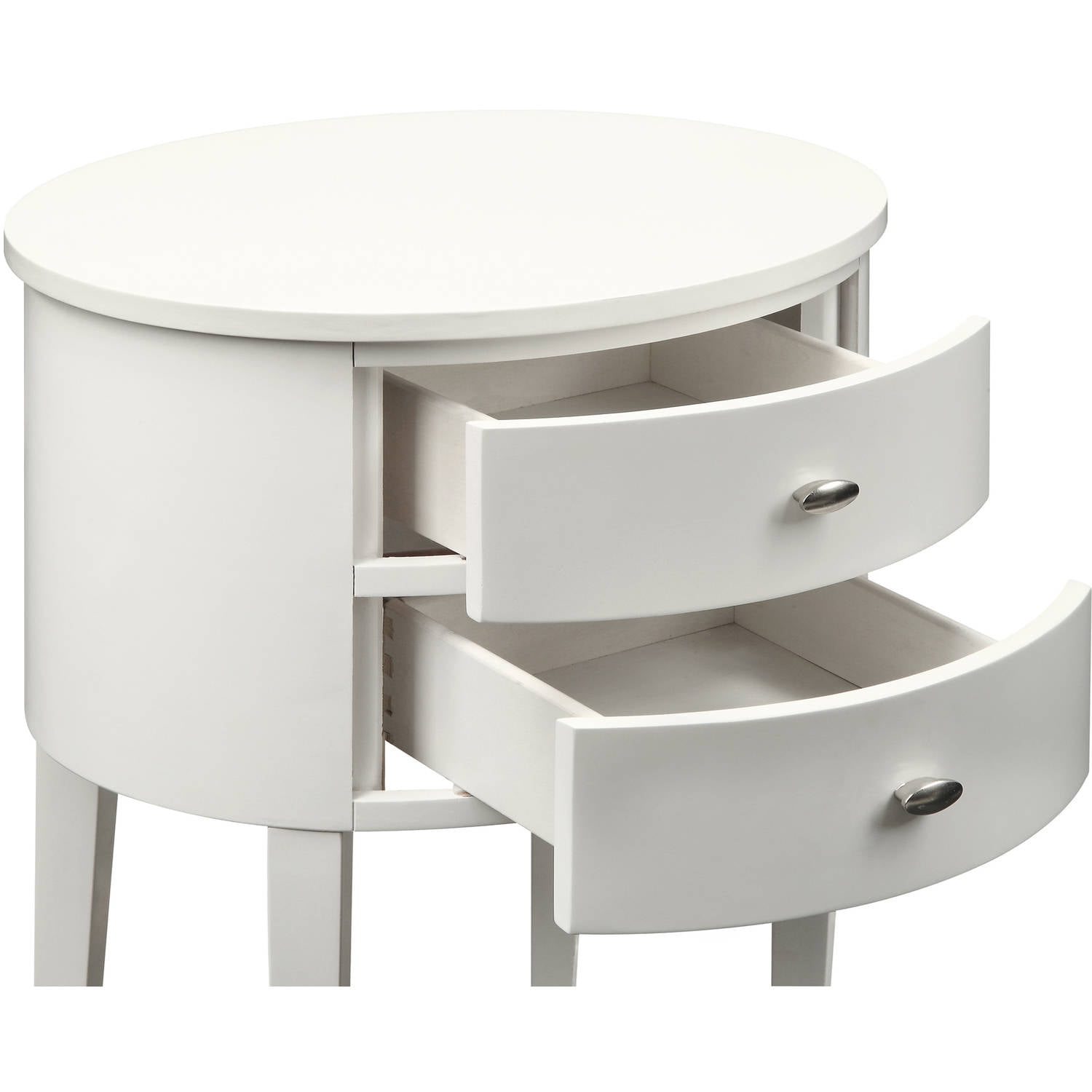 Chelsea Lane Oval Wood Side Table with Two Drawers, White