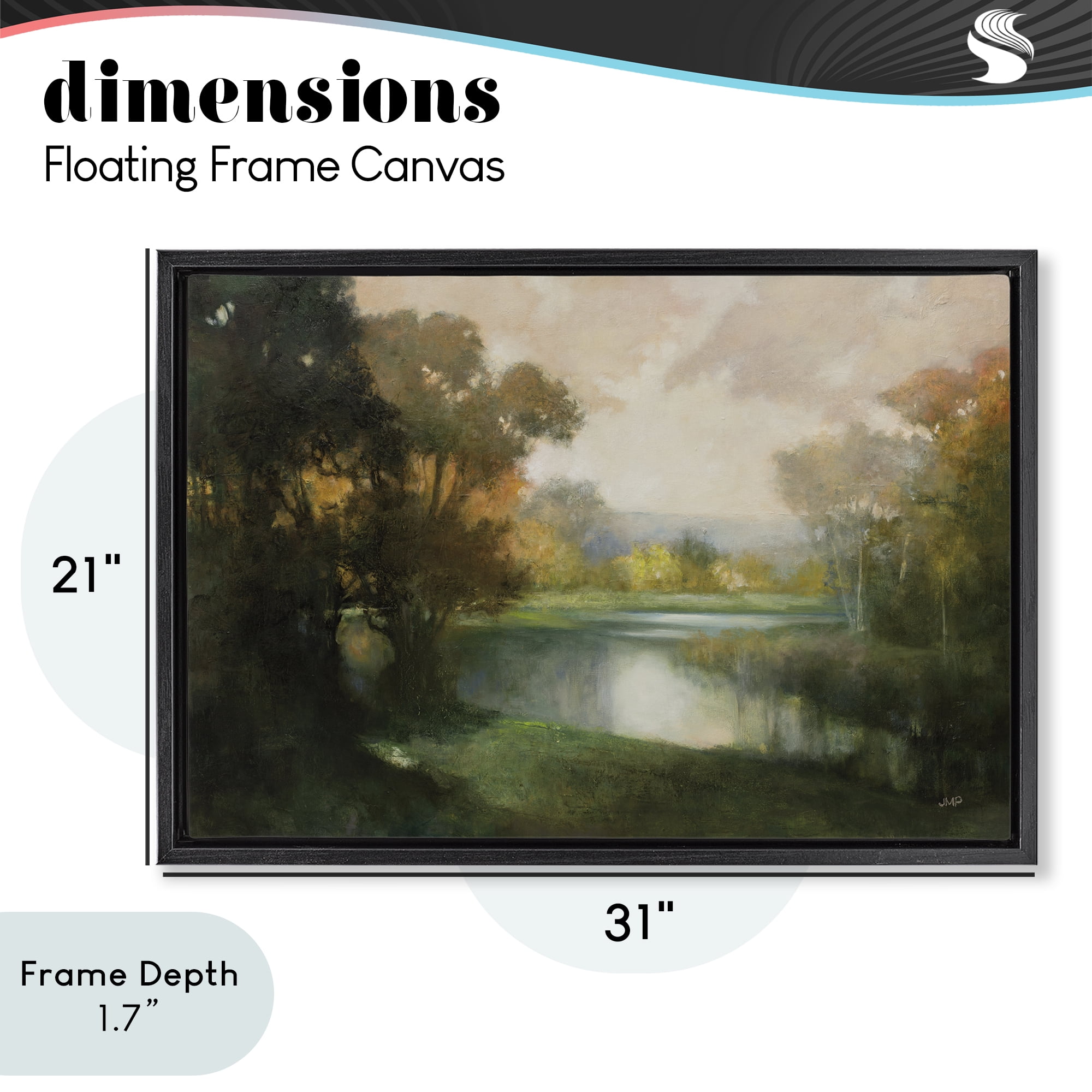 Stupell Industries Lakeside Morning in Autumn Light Black Framed Floater Canvas Wall Art, design by Julia Purinton