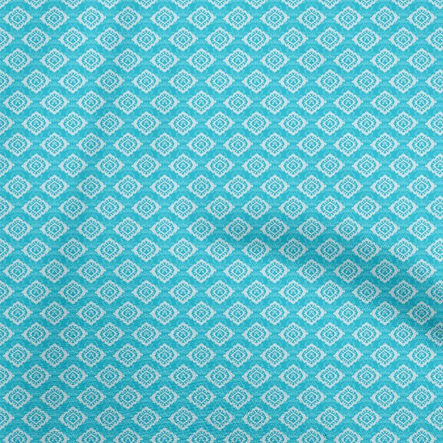 oneOone Rayon Turquoise Blue Fabric Asian Ikat Craft Projects Decor Fabric Printed By The Yard 56 Inch Wide