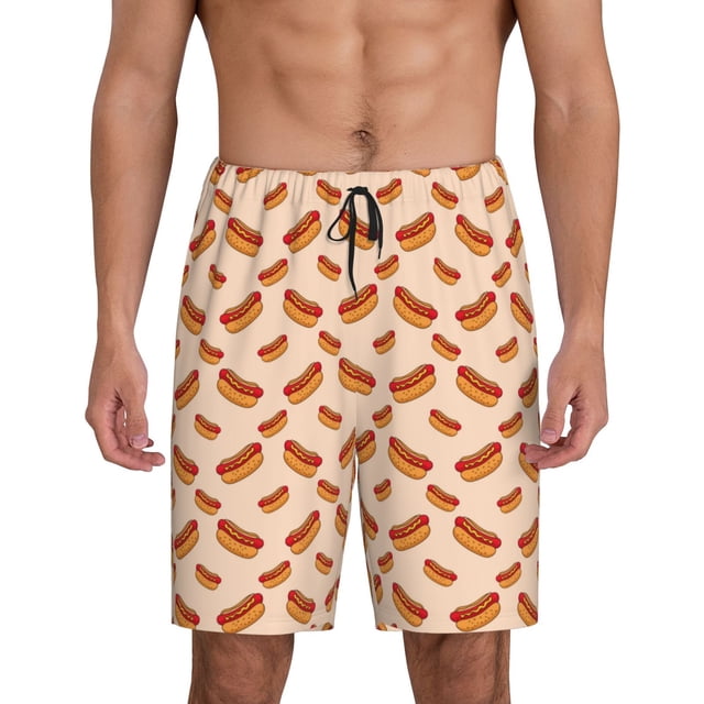 Fotbe Hot Dog 2 Pantalones Cortos de Pijama para Hombre, Ropa de Dormir, Pantalones de Pijama Cortos para Hombre-4X-Large