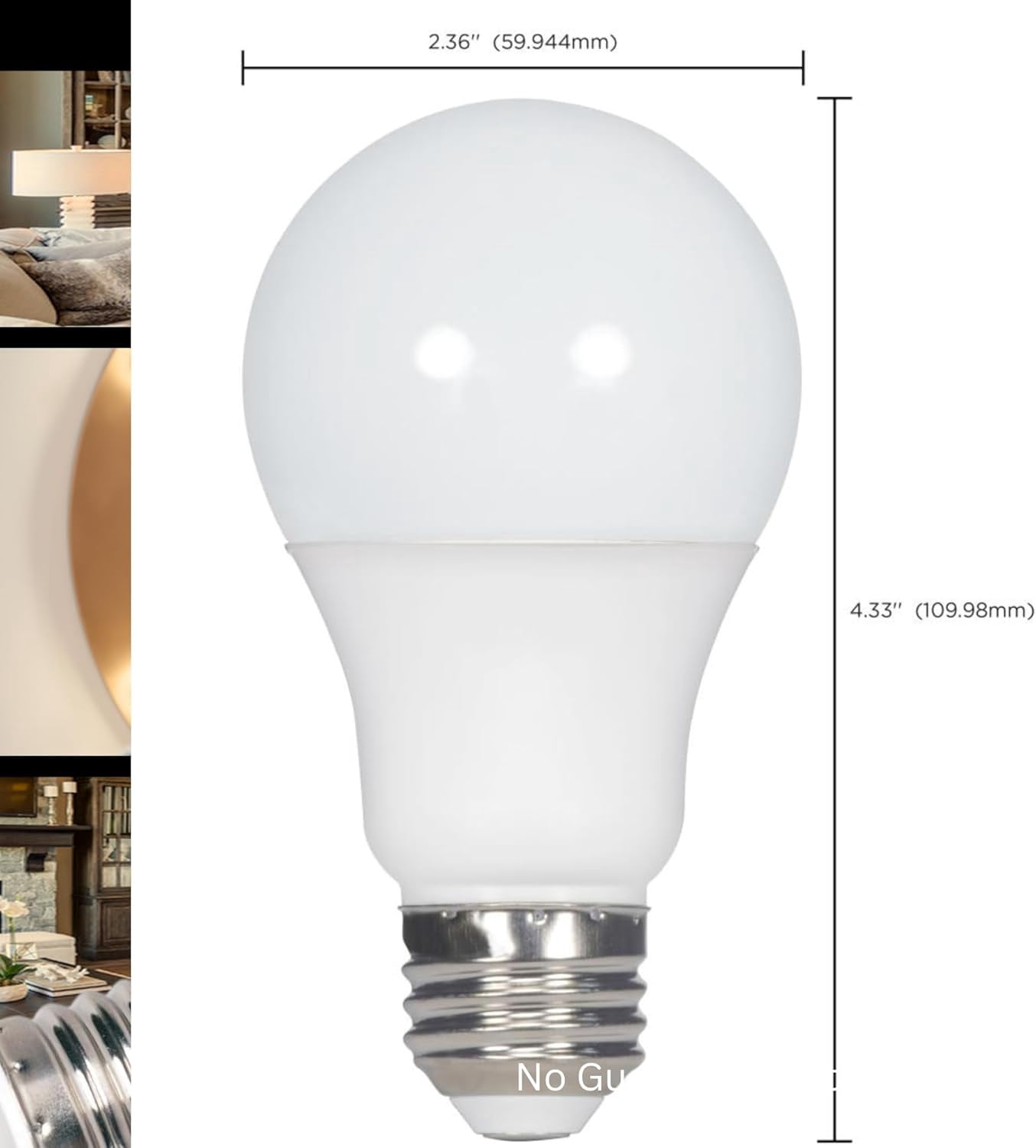 Satco S9703 A19 LED Light Bulbs 10W 120V 90CRI 2700K E26 Medium Base Dimmable (6 Pack)