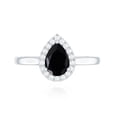 thumbnail image 4 of Rosec Jewels Real Black Spinel Teardrop Engagement Ring with Halo - 5X7 mm - Black Spinel Diamond Ring - AAA Quality, 925 Sterling Silver, US 5.00, 4 of 8