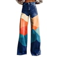 thumbnail image 2 of Women's Casual Pants Wide Leg Pants Women'S High Waisted Flower Patterned Pants Lightweight And Loose Casual Colorful Pants Heavyweight Pants,Blue Women's Casual Pants XXXL, 2 of 4
