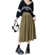 thumbnail image 2 of Txlixc Falda plisada de terciopelo para mujeres casual color sólido falda elástica de cintura a larga en otoño, adecuada para usar en la calle Txlixc moda, 2 of 9