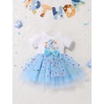 thumbnail image 4 of IDOPIP Toddler Birthday Girl Sparkle Confetti Ruffle Tutu Dress Baby Dog Ears Hair Clips Outfit Cake Crush Smash Photo Shoot 2T Blue, 4 of 9