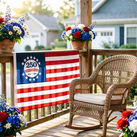 USA 250th Anniversary Commemorative Flag 1776-2026 250 Years of Freedom Patriotic Banner Durable Outdoor Yard Flag for 4th of July Independence Day Home Porch Party Decor Collectible Gift