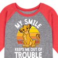 thumbnail image 3 of The Lion King - Simba - My Smile Keep Me Out of Trouble - Toddler & Youth Raglan Graphic T-Shirt, 3 of 6