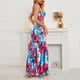 thumbnail image 4 of Mujeres 2 Piezas Falda Traje Correa Top Largo Cola De Pescado Vestido Correa Impresión Floral De Moda Para Vacaciones Citas Compras Rojo M, 4 of 6
