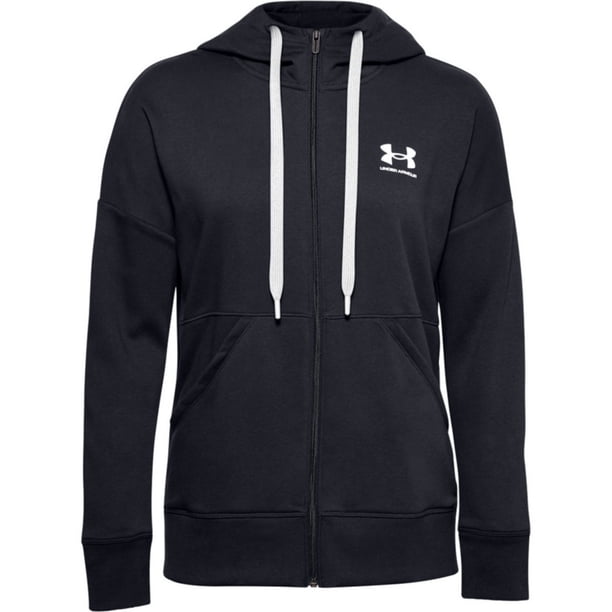 Under Armour - Sudadera con Cremallera Rival para Mujer (Gris Acero, Blanco Jaspeado)