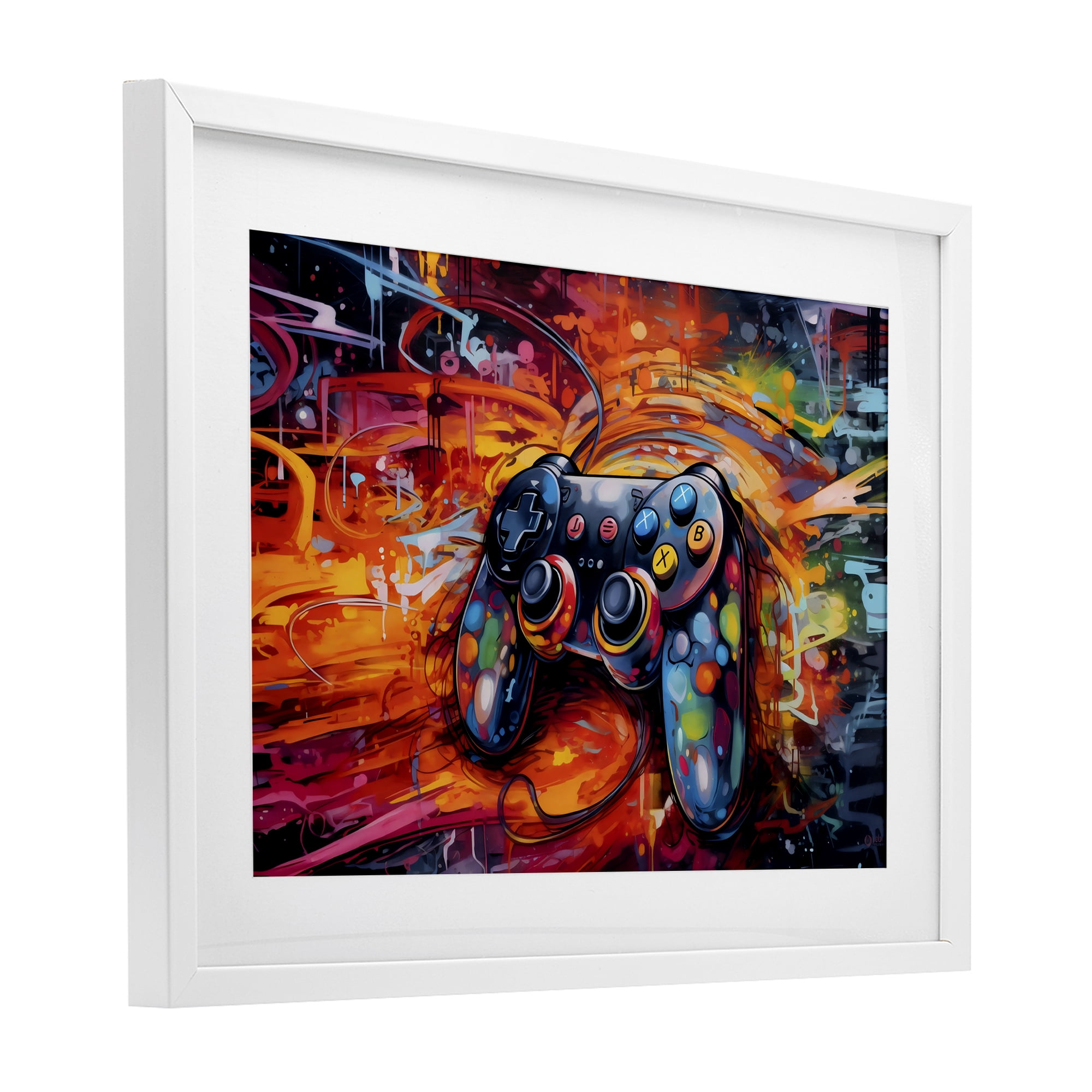 Stupell Industries Gaming Swirl Controller Energy White Framed Print Under Glass, design by Creative Studio