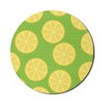 thumbnail image 1 of Lemons Mouse Pad for Computers, Continuous Citrus Slice on Polka Dotted Background, Round Non-Slip Thick Rubber Modern Gaming Mousepad, 8" Round, Lime Green Yellow, by Ambesonne, 1 of 2