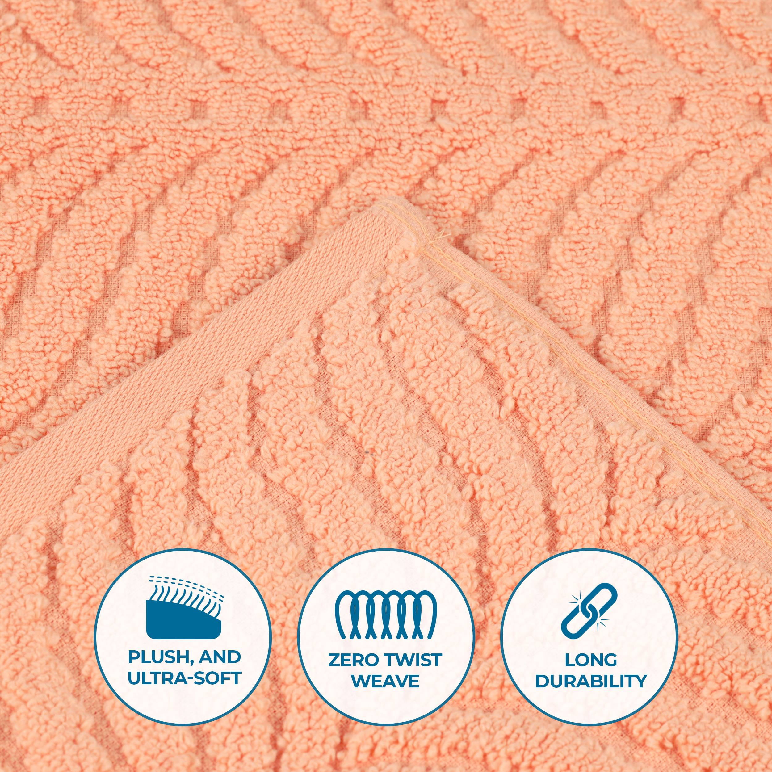 Superior Chevron 12-Piece Zero Twist Cotton Towel Set, Plush and Ulta Soft Towels, Peach