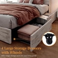 thumbnail image 7 of VanAcc Queen Size Bookcase Bed Frame with LED Headboard and 4 Drawers, Farmhouse Wood Storage Bed with Charging Station, White Birch, 7 of 7