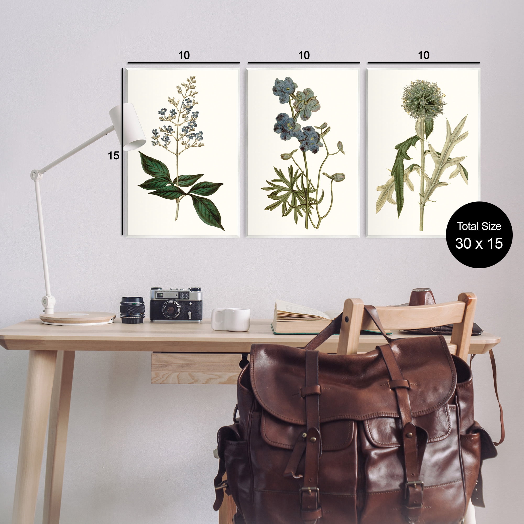 Stupell Industries Vintage Botanical Flowers on Beige Botanical & Floral Painting Unframed Art Print Wall Art, 13 x 19, Set of 3