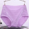thumbnail image 6 of rygai Menstruation Panties Lace High Waist Leak Proof Solid Color Close Fit Plus Size Cotton Crotch Obesity Briefs Middle Aged Panties Underwear for Daily Wear,Purple,6XL, 6 of 7
