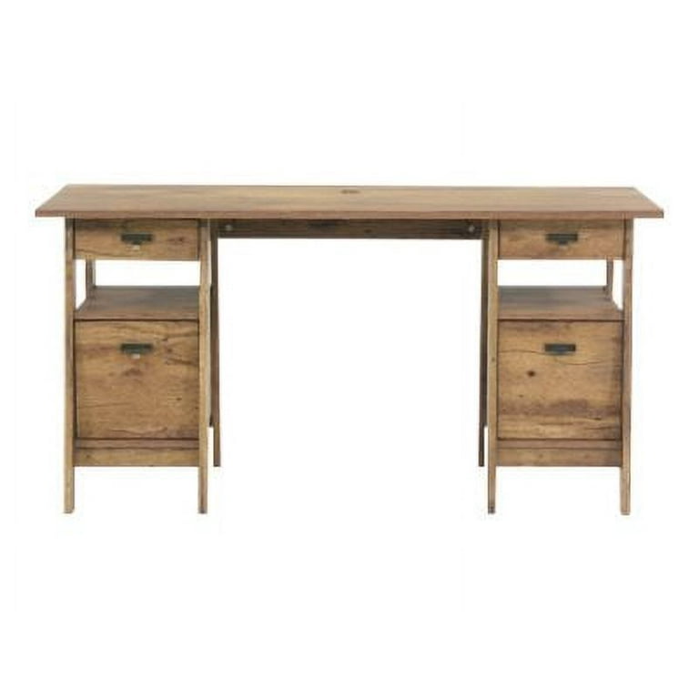 Sauder Trestle Executive Desk Vintage Oak Finish