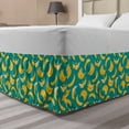 thumbnail image 1 of Zigzags Bed Skirt, Tropic Banana Fruits on Geometric Chevron Background Exotic Modern Graphic, Elastic Bedskirt Dust Ruffle Wrap Around for Bedding Decor, 4 Sizes, Mustard and Teal, by Ambesonne, 1 of 2