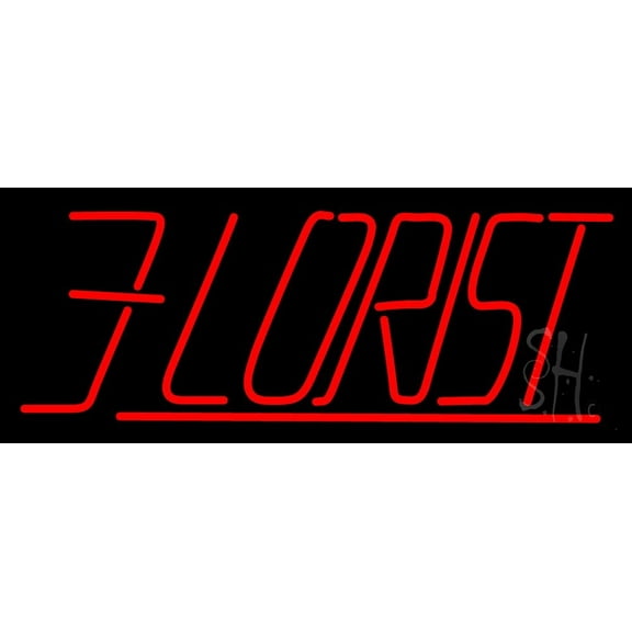 Red Florist LED Neon Sign 10 x 24 - inches, Black Square Cut Acrylic Backing, with Dimmer - Bright and Premium built indoor LED Neon Sign for Defence Force.