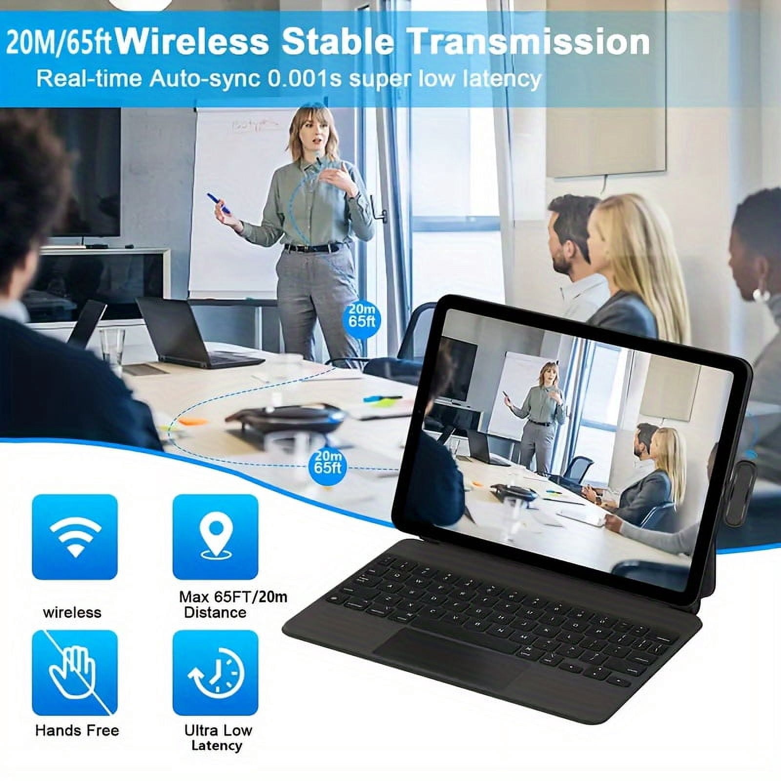 2 professional wireless collar microphone, noise reduction plug and play, suitable for Android, iPhone, iPad, including adapters, suitable for live broadcast, recording, Vlog, wireless microphone.