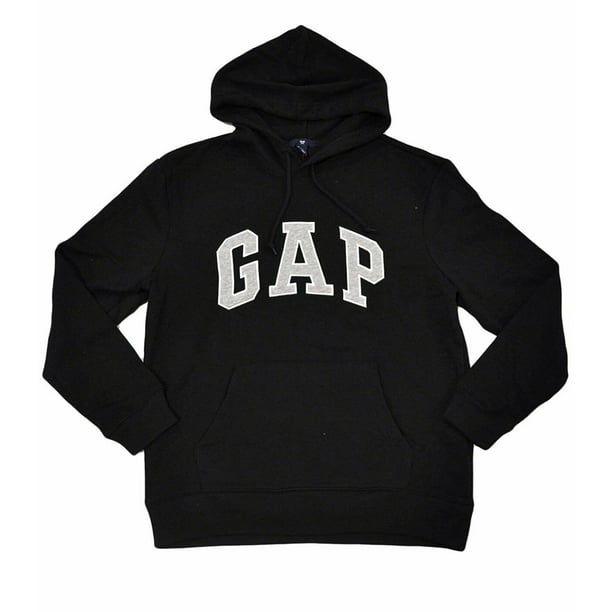 Gap - GAP Mens Fleece Arch Logo Pullover Hoodie (True Black, Large ...