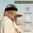 thumbnail image 5 of Heldig Straw Sun Visor Hat Wide Brim Summer UV Protection Beach Cap Foldable Packale Korean StyleB, 5 of 6