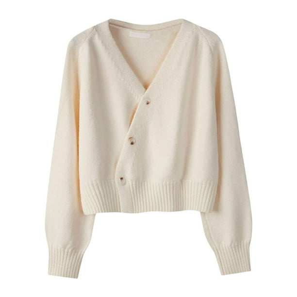 Cárdigan de punto para mujer, suéter, chaqueta, ropa, abrigo, manga larga, ropa exterior, frente abierto Albaricoque