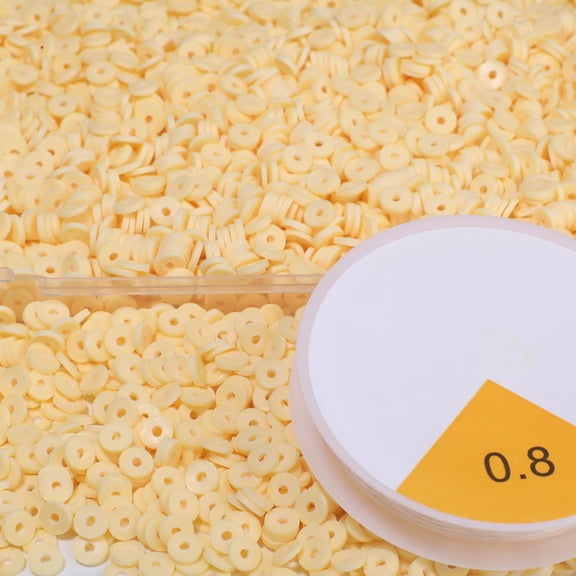 BZCOE 4000Pcs Cream Yellow Clay Beads,6Mm Heishi Bead Polymer Flat Round Disc Bulk Beads for Jewelry Making,Diy Friendship Bracelet and Necklace Craft Disc Beads for Jewelry Making