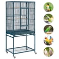 thumbnail image 2 of Alden Design 54" Metal Rolling Bird Cage with Detachable Stand, Navy Blue, 2 of 6
