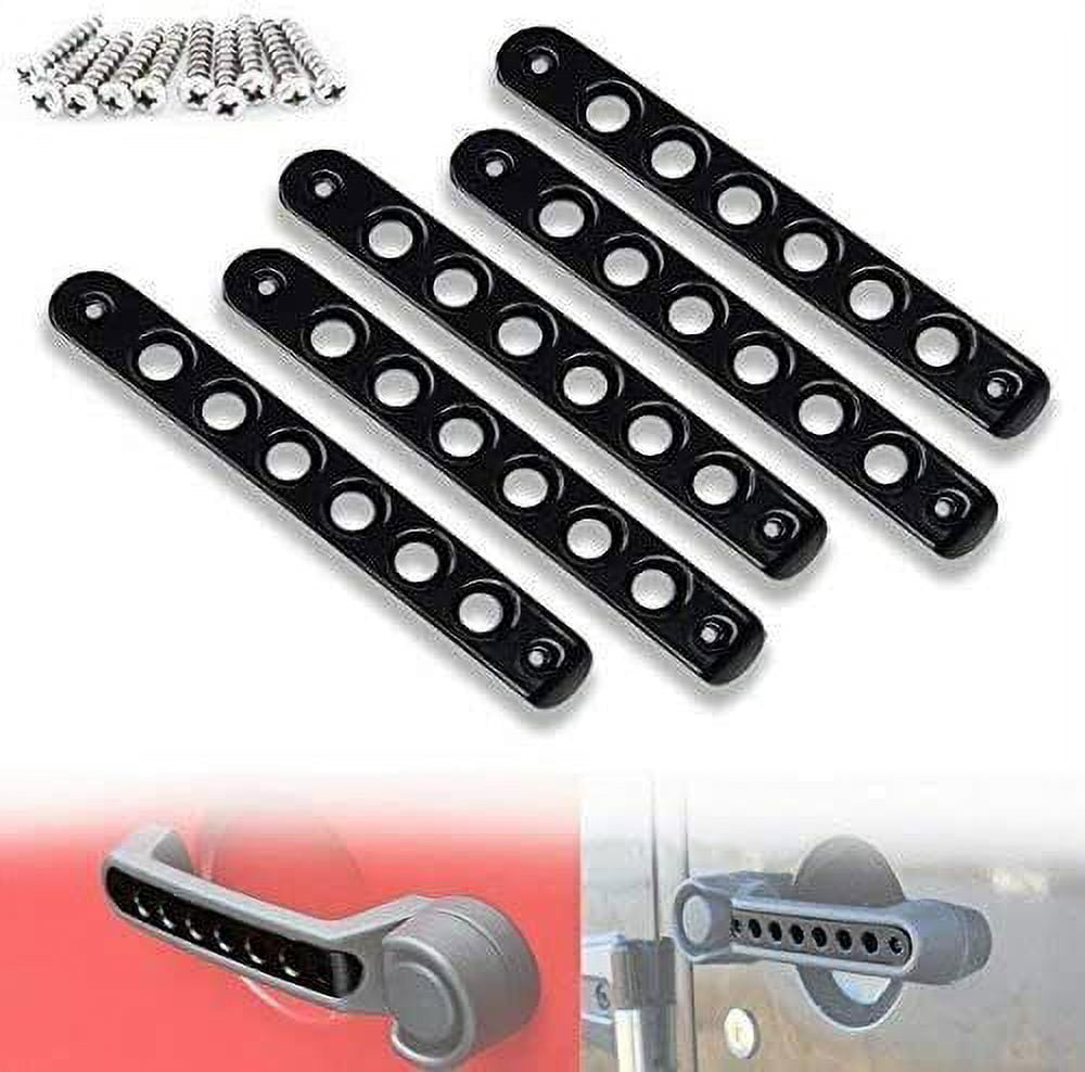 5x Black Aluminum Door Grab Handle Inserts Cover Trim for 07-18 Jeep Wrangler JK