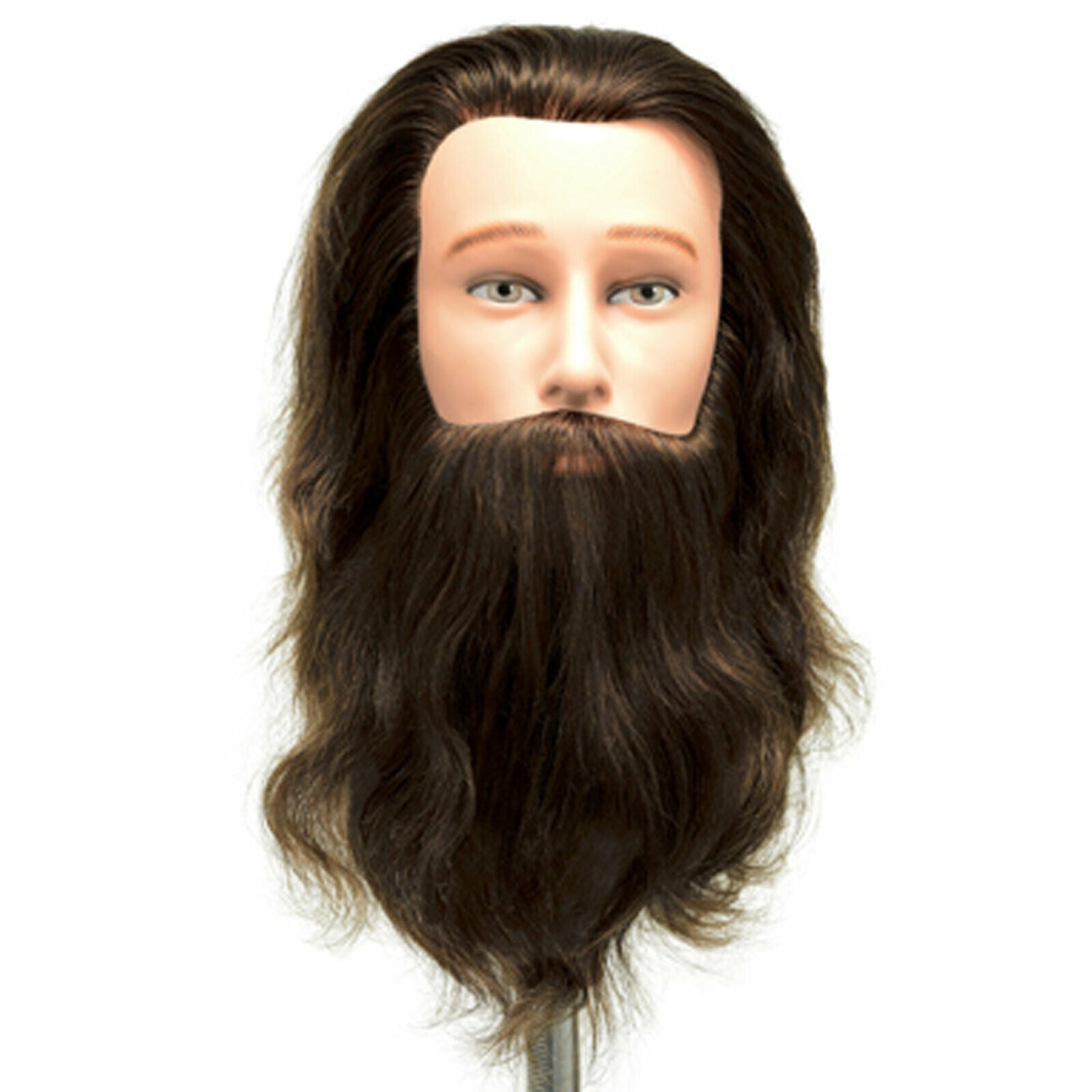 Male Human Hair Beard Mannequin Head Cosmetology Barber Hairdresser  Training Doll Manikin 