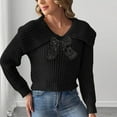 thumbnail image 5 of EchfiProm Bow Sweaters for Women Holiday Pullover Cropped Black Valentines Valentine's Day Ladies Outfits Long Sleeve, 5 of 6