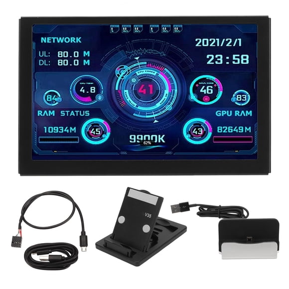 PC Sensor Panel Display,5in IPS USB Mini PC Temp Monitor PC Temperature Display Screen Sturdy Construction