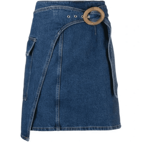 Nanushka Yeva Denim Wrap Skirt in Blue, Size L